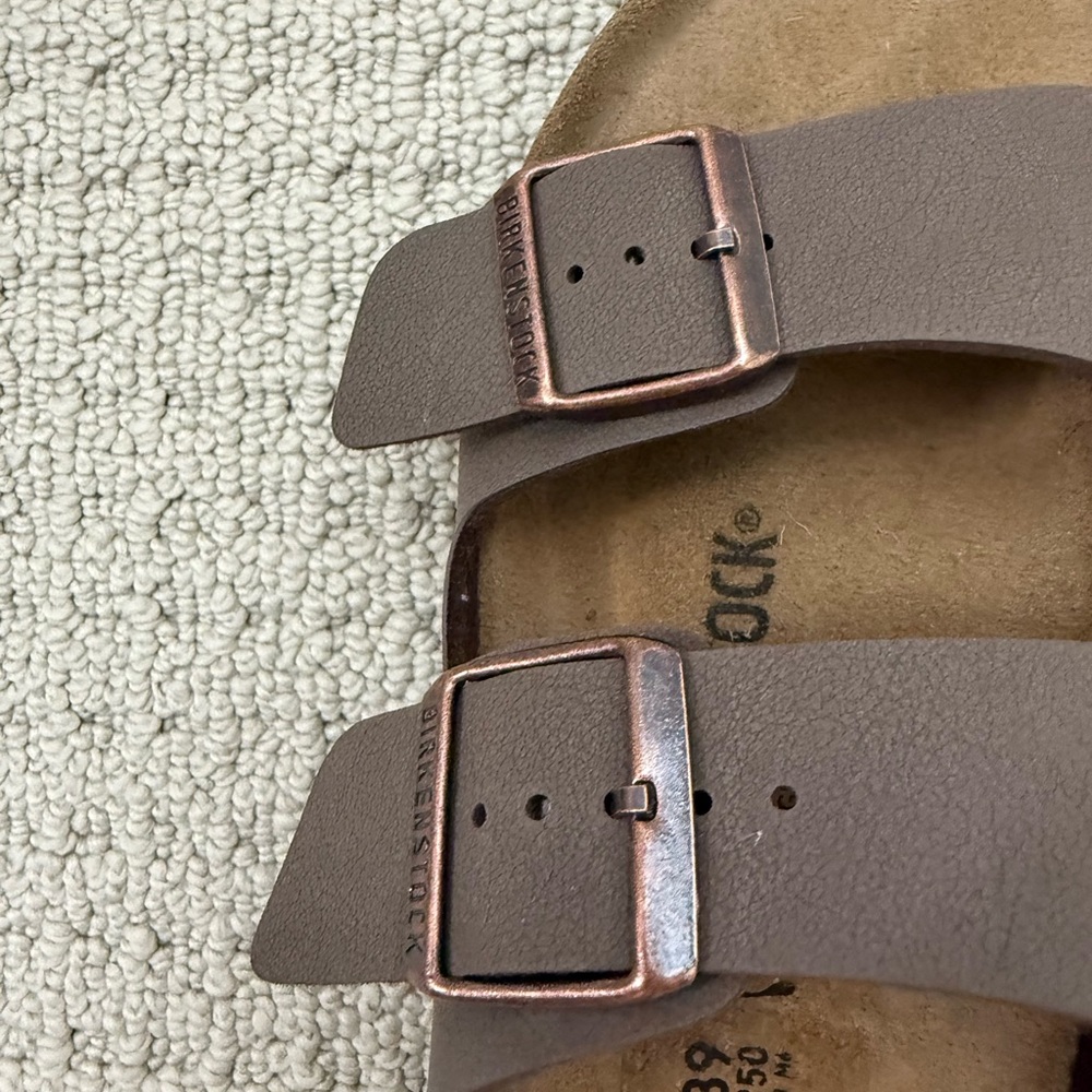 Birkenstock Arizona Double-Strap Sandals in Brown with Copper Buckles - Picture 7 of 7